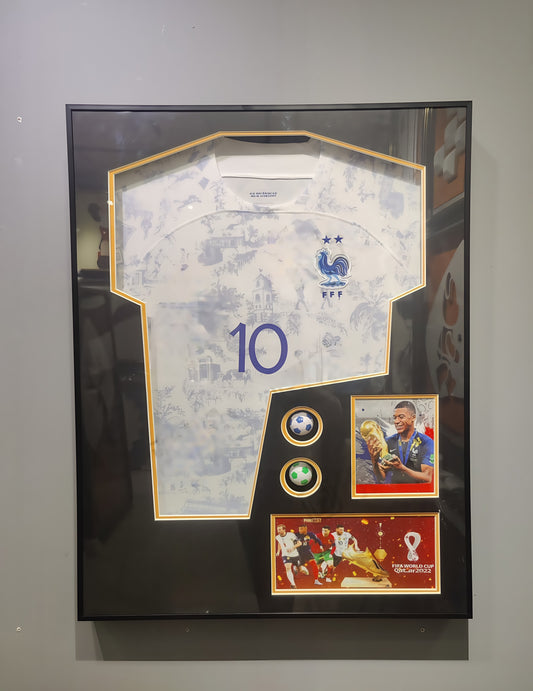 France No.10 jersey shadowbox with transparent interchangeable frame - football wall art decor