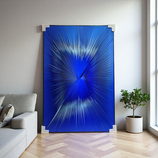 Gradient blue and white ribbon textured wall art 80x120cm modern home decor
