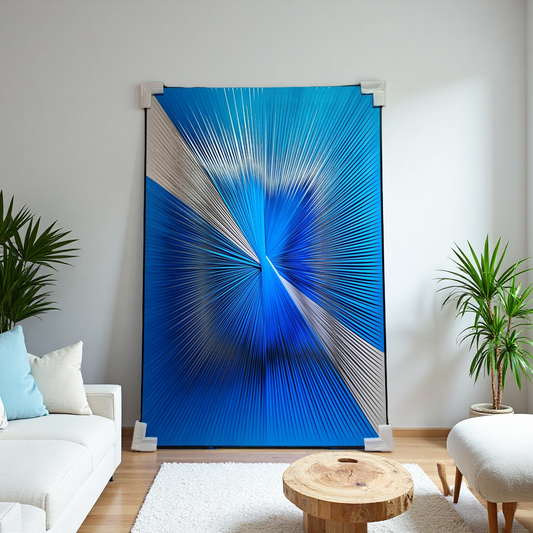 Gradient blue and white ribbon textured wall art for modern home decor 80x120cm

