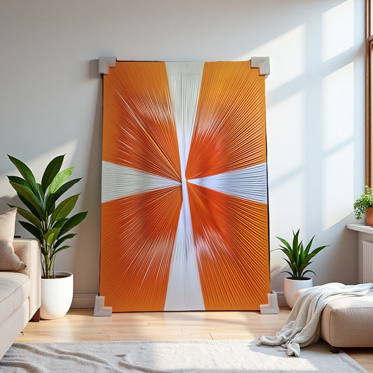 Gradient orange and white ribbon textured wall art 80x120cm modern home decor