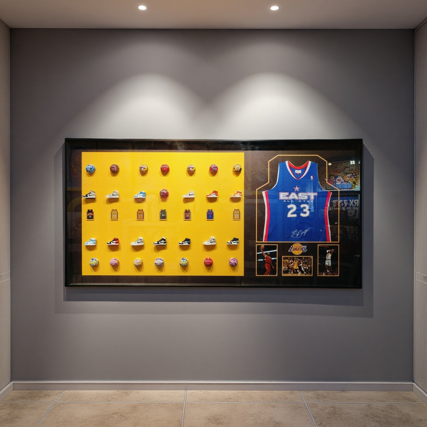 LeBron James East All-Star jersey 3D basketball and sneaker framed wall art, 60×120cm collectible decor
