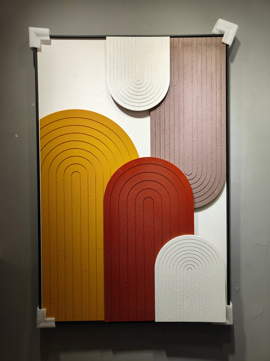 Modern minimalist wall art in beige, taupe, and brown tones – 3D texture, 80×120cm vertical wall decor