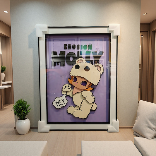 Molly Erosion Bear 3D Wall Art Pop Mart Character Hanging Decor 60×80cm displayed on wall


