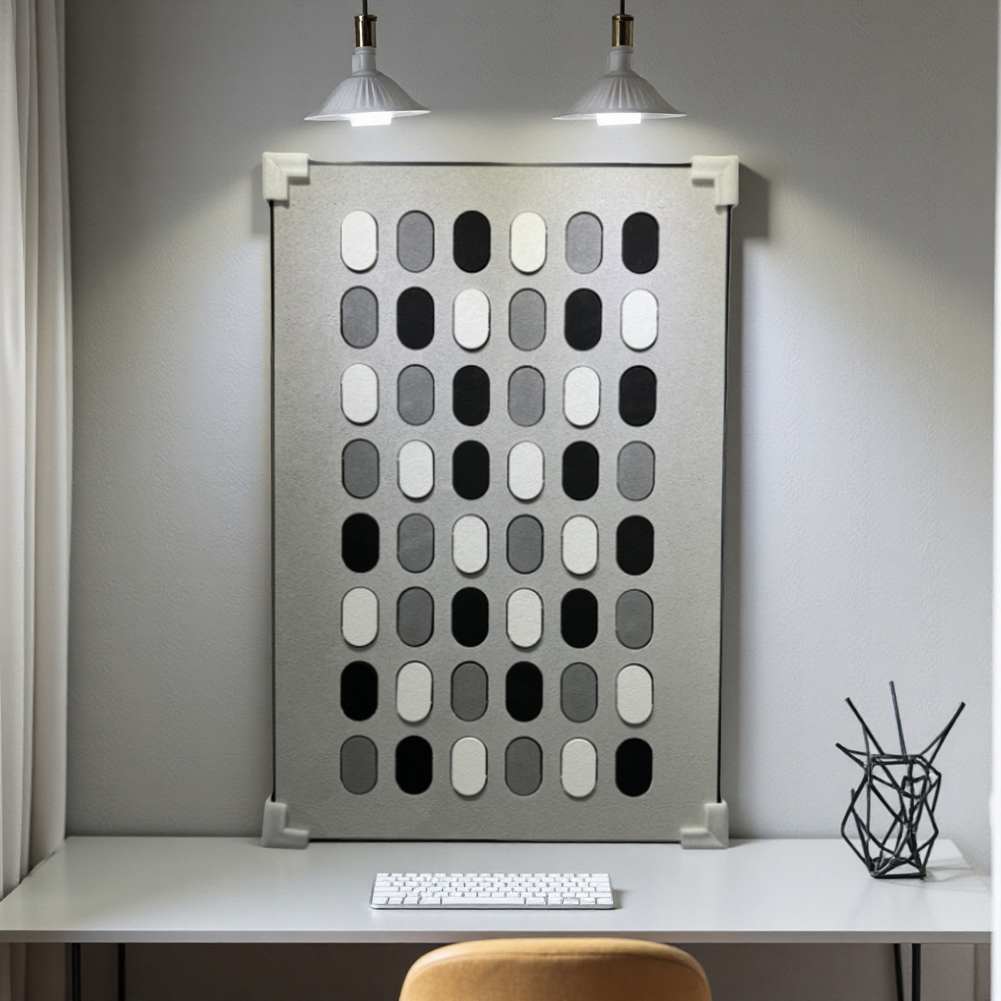 Monochrome 80×120cm geometric wall art with oval grayscale pattern for modern interiors