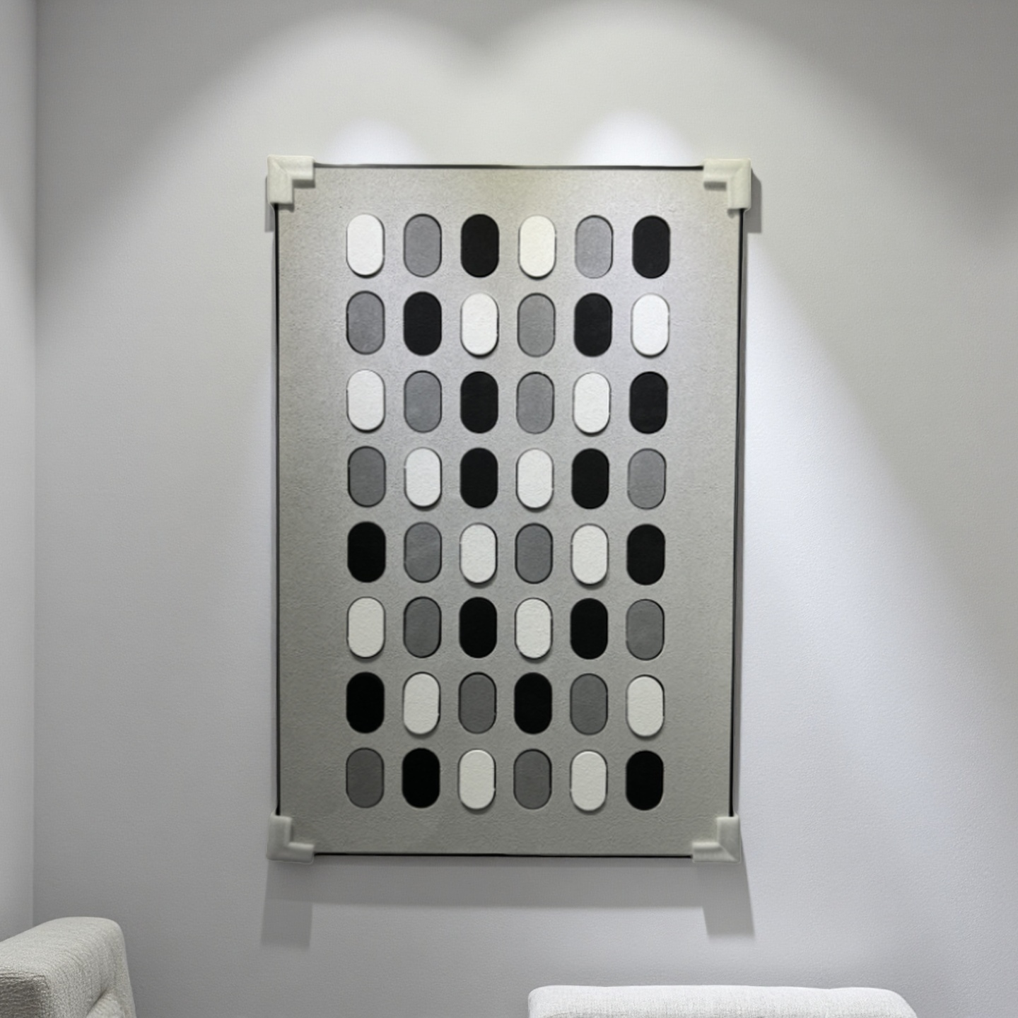 Monochrome 80×120cm geometric wall art with oval grayscale pattern for modern interiors