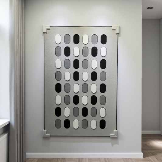 Monochrome 80×120cm geometric wall art with oval grayscale pattern for modern interiors