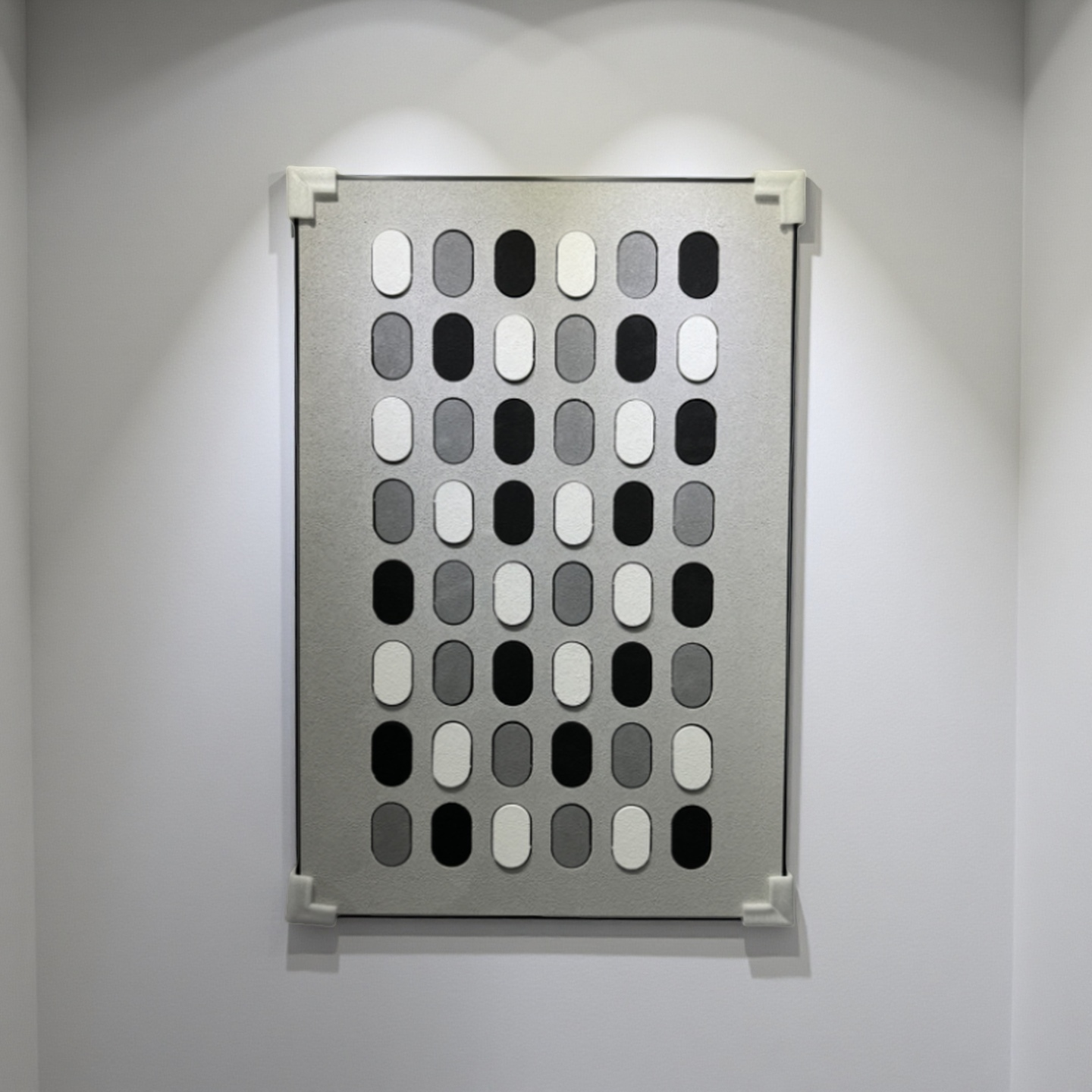 Monochrome 80×120cm geometric wall art with oval grayscale pattern for modern interiors