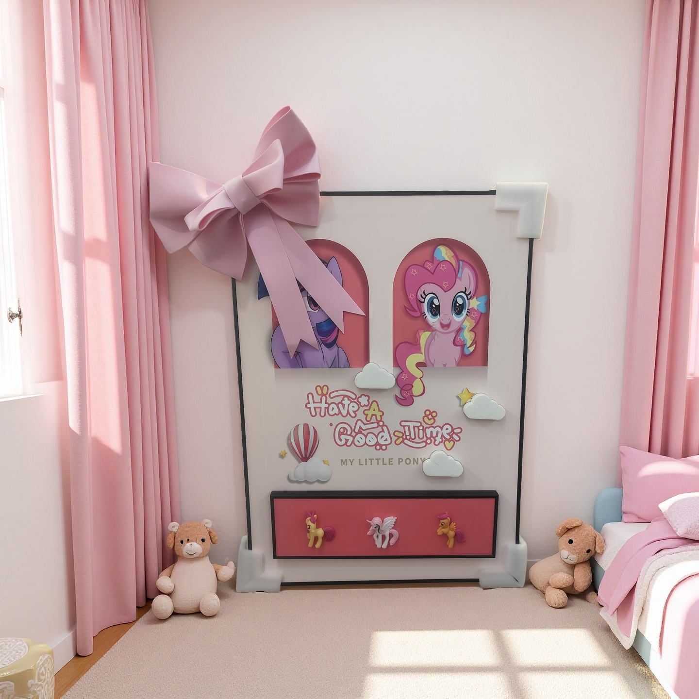 My Little Pony “Have A Good Time” 3D wall-mounted decor with figurines and bow, 50×70cm