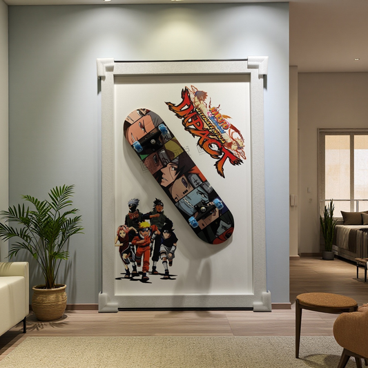 Naruto Shippuden 3D skateboard wall art in 80×120cm frame with anime characters