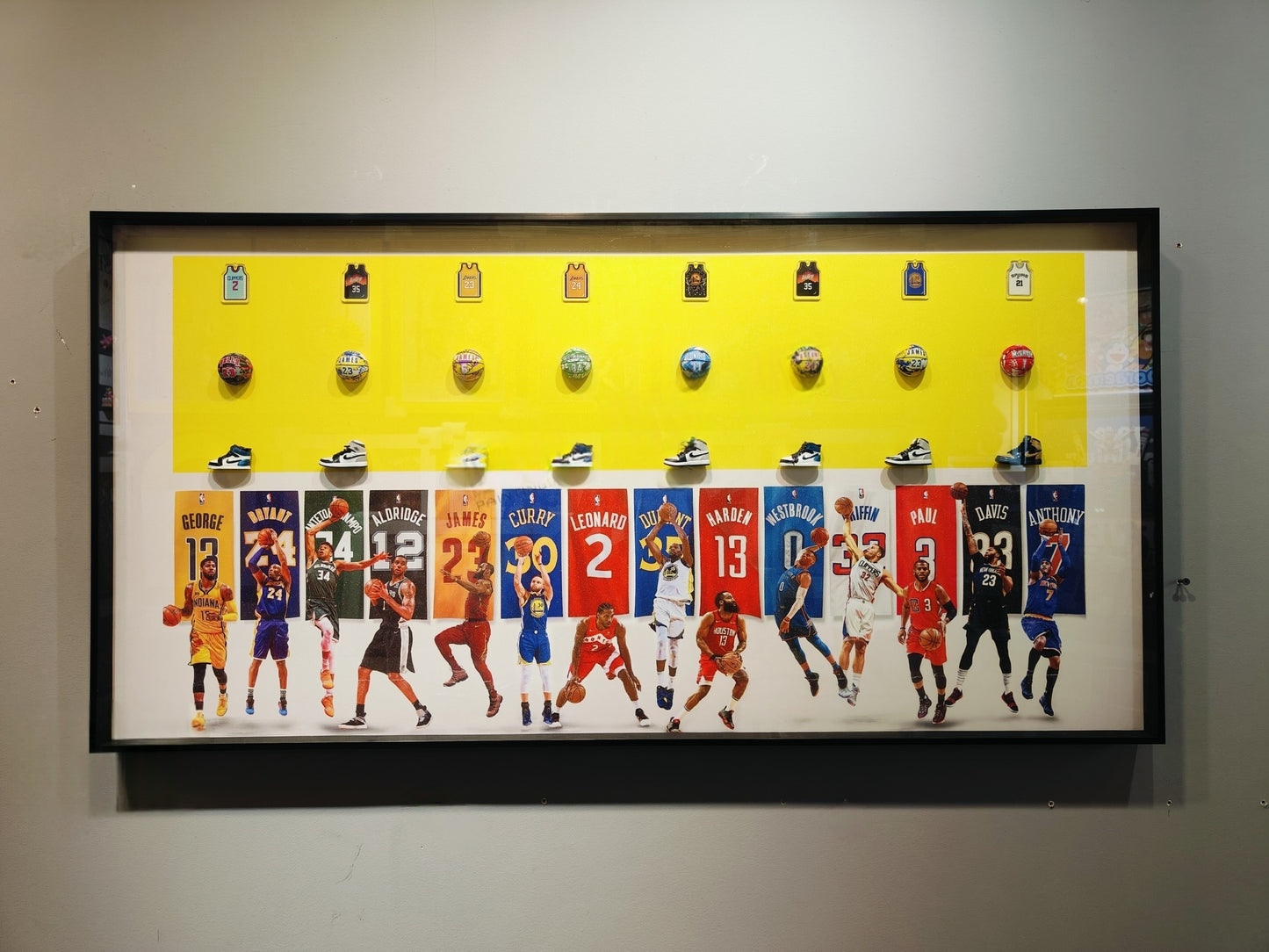 Detailed view of NBA legends wall decor with vivid colors and high-definition print