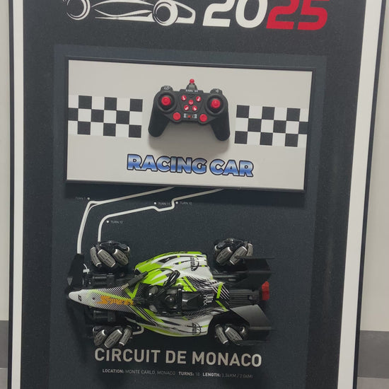 F1 3D wall art featuring detachable RC car and Monaco racing circuit for home decoration