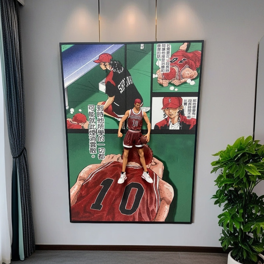 Slam Dunk 3D wall art with Sakuragi Hanamichi figure and manga scene