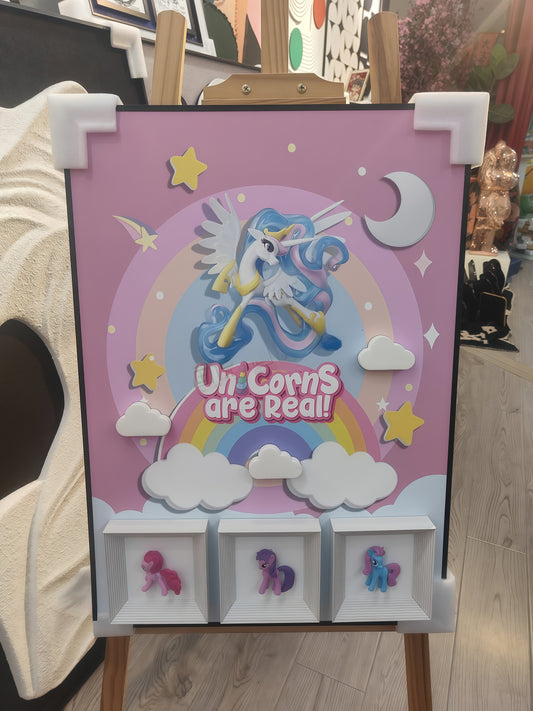 Unicorn 3D Wall Art – Magical Pony Figurine Canvas (50×70cm)